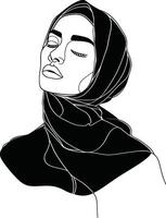 AI generated aesthetic women hijab continuous line art style symbol of women days vector