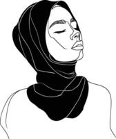 AI generated aesthetic women hijab continuous line art style symbol of women days vector