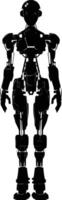 AI generated Silhouette robot character black color only full body vector