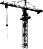 AI generated Silhouette Rail Mounted Tower Crane Industrial Heavy Equipment Black Color Only vector