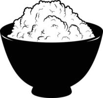 AI generated Silhouette a bowl of rice food black color only vector