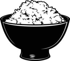 AI generated Silhouette a bowl of rice food black color only vector