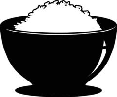 AI generated Silhouette a bowl of rice food black color only vector