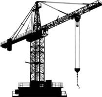 AI generated Silhouette Rail Mounted Tower Crane Industrial Heavy Equipment Black Color Only vector