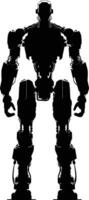 ai generado silueta robot personaje negro color solamente lleno cuerpo vector