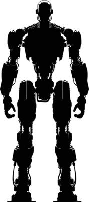 AI generated Silhouette robot character black color only full body