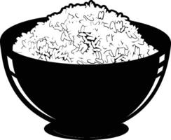 AI generated Silhouette a bowl of rice food black color only vector