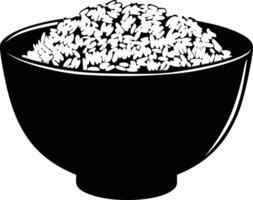 AI generated Silhouette a bowl of rice food black color only vector