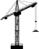 AI generated Silhouette Rail Mounted Tower Crane Industrial Heavy Equipment Black Color Only vector