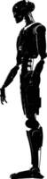 AI generated Silhouette robot character black color only full body vector