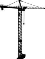 AI generated Silhouette Rail Mounted Tower Crane Industrial Heavy Equipment Black Color Only vector