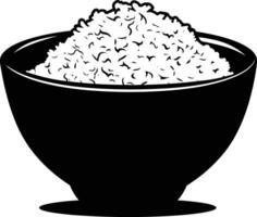 AI generated Silhouette a bowl of rice food black color only vector
