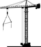 AI generated Silhouette Rail Mounted Tower Crane Industrial Heavy Equipment Black Color Only vector