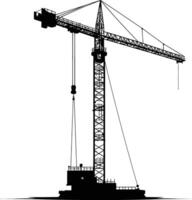 AI generated Silhouette Rail Mounted Tower Crane Industrial Heavy Equipment Black Color Only vector