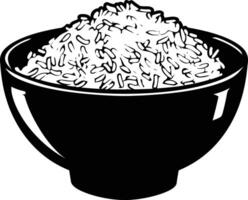 AI generated Silhouette a bowl of rice food black color only vector