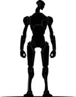 ai generado silueta robot personaje negro color solamente lleno cuerpo vector