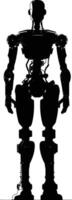 AI generated Silhouette robot character black color only full body vector