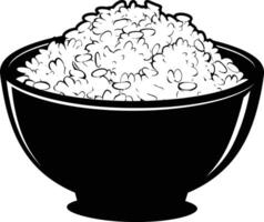 AI generated Silhouette a bowl of rice food black color only vector