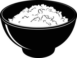 ai generado silueta un cuenco de arroz comida negro color solamente vector