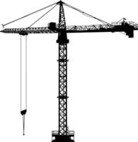 AI generated Silhouette Rail Mounted Tower Crane Industrial Heavy Equipment Black Color Only vector