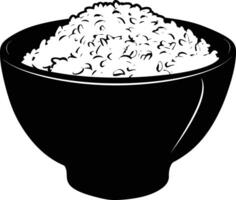 AI generated Silhouette a bowl of rice food black color only vector