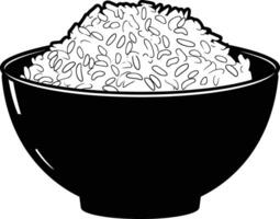 AI generated Silhouette a bowl of rice food black color only vector