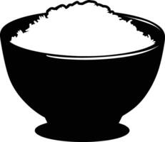 AI generated Silhouette a bowl of rice food black color only vector