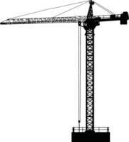 AI generated Silhouette Rail Mounted Tower Crane Industrial Heavy Equipment Black Color Only vector