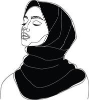 AI generated aesthetic women hijab continuous line art style symbol of women days vector