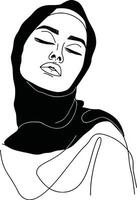 ai generado estético mujer hijab continuo línea Arte estilo símbolo de mujer dias vector