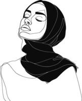 ai generado estético mujer hijab continuo línea Arte estilo símbolo de mujer dias vector