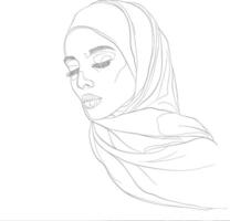 AI generated aesthetic women hijab continuous line art style symbol of women days vector