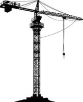 AI generated Silhouette Rail Mounted Tower Crane Industrial Heavy Equipment Black Color Only vector