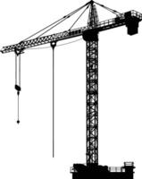 AI generated Silhouette Rail Mounted Tower Crane Industrial Heavy Equipment Black Color Only vector