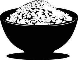 AI generated Silhouette a bowl of rice food black color only vector