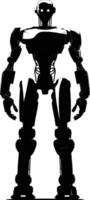 AI generated Silhouette robot character black color only full body vector