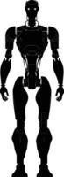 ai generado silueta robot personaje negro color solamente lleno cuerpo vector