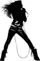 AI generated Silhouette lady rocker in perform black color only full body vector