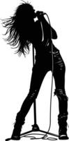 AI generated Silhouette lady rocker in perform black color only full body vector