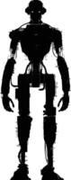 AI generated Silhouette robot character black color only full body vector