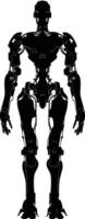 AI generated Silhouette robot character black color only full body vector