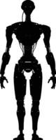 AI generated Silhouette robot character black color only full body vector
