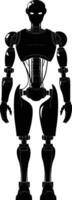 AI generated Silhouette robot character black color only full body vector