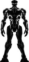 ai generado silueta robot personaje negro color solamente lleno cuerpo vector