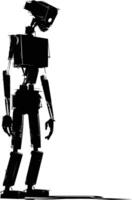 AI generated Silhouette robot character black color only full body vector