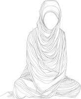 AI generated aesthetic women hijab continuous line art style symbol of women days vector