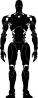 AI generated Silhouette robot character black color only full body vector