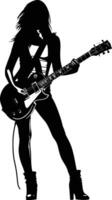 AI generated Silhouette lady rocker in perform black color only full body vector