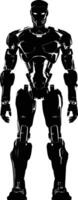 ai generado silueta robot personaje negro color solamente lleno cuerpo vector