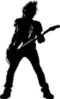 AI generated Silhouette rocker in perform black color only full body vector